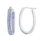 Crystal Radiance Inside-out Oval Hoop Earrings, Women's, Blue
