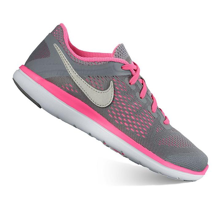Nike Flex 2016 Rn Grade School Girls' Running Shoes, Girl's, Size: 5, Grey