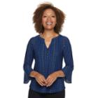 Petite Dana Buchman Jersey Bell Sleeve Top, Women's, Size: M Petite, Blue