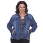 Plus Size White Mark Denim Jacket, Women's, Size: 1xl, Dark Blue