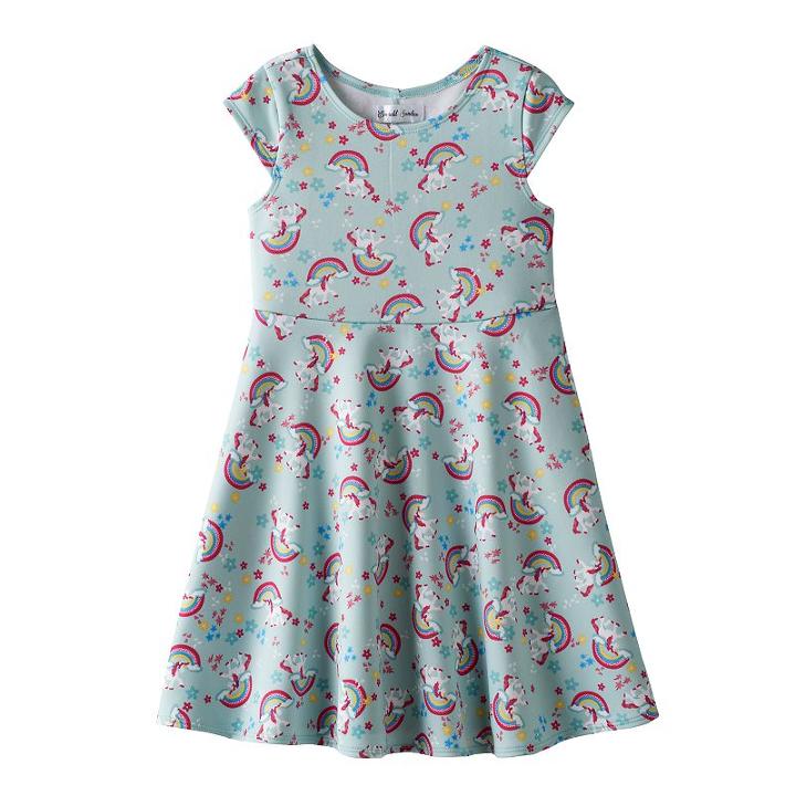 Girls 4-6x Emerald Sundae Unicorn Scuba Dress, Girl's, Size: 5, Green Oth