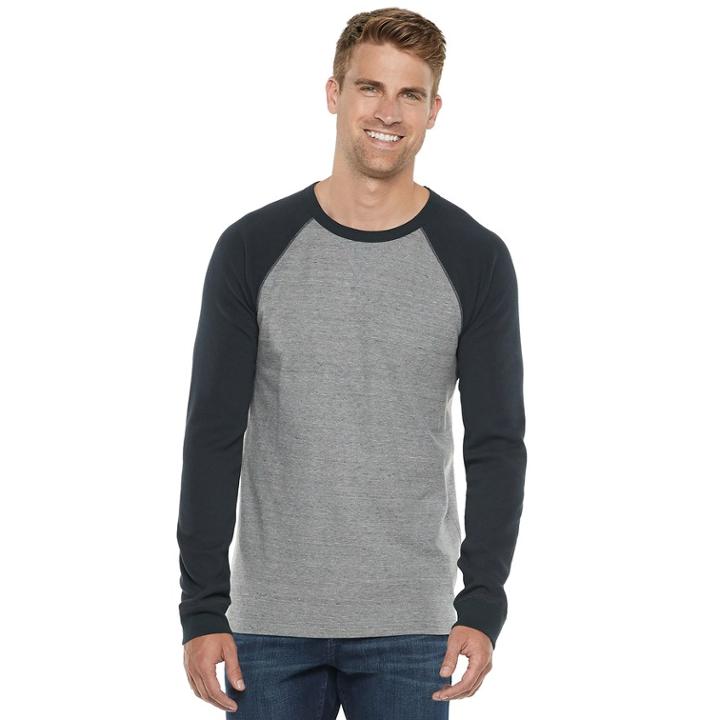 Men's Sonoma Goods For Life&trade; Slim-fit Supersoft Thermal Raglan Tee, Size: Xxl, Grey (charcoal)
