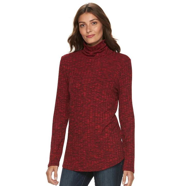 Women's Croft & Barrow&reg; Ribbed Turtleneck, Size: Xl, Med Red