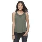 Juniors' Mudd&reg; Embroidered Yoke Tank, Girl's, Size: Medium, Med Green