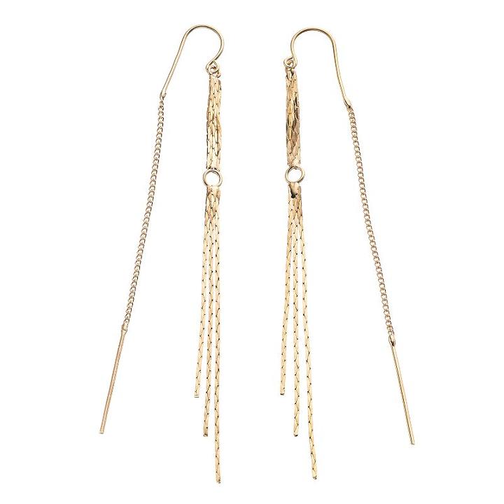 Triple Chain Threader Earrings, Women's, Gold