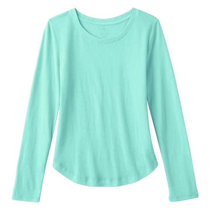 Girls 7-16 So&reg; Perfectly Soft Rounded-hem Tee, Girl's, Size: 16, Turquoise/blue (turq/aqua)
