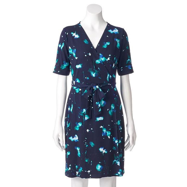 Women's Apt. 9&reg; Faux-wrap Dress, Size: Medium, Dark Blue