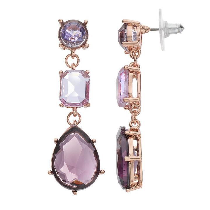 Jennifer Lopez Purple Geometric Stone Linear Drop Earrings, Women's, Purple Oth