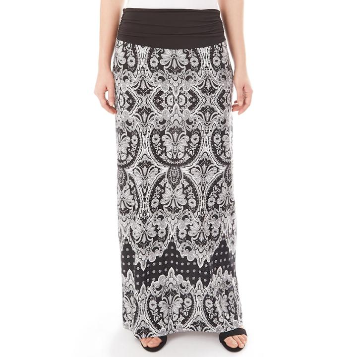 Women's Apt. 9&reg; Print Column Maxi Skirt, Size: Medium, Black White Paisley