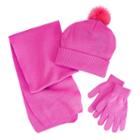 Girls 4-16 Berkshire 3-pc. Solid Scarf, Hat & Gloves Set, Girl's, Pink