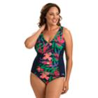 Plus Size Dolfin Aquashape Tummy Slimmer One-piece Swimsuit, Women's, Size: 16, Lanai