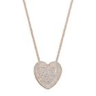 Fleur Cubic Zirconia Heart Pendant Necklace, Women's, Pink