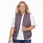 Plus Size Croft & Barrow&reg; Quilted Vest, Women's, Size: 2xl, Med Purple