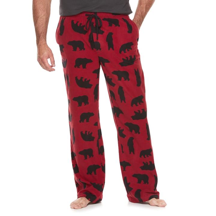 Big & Tall Croft & Barrow&reg; Patterned Microfleece Lounge Pants, Men's, Size: L Tall, Dark Red
