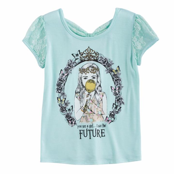 Disney Princess Girls 7-16 Bow Back Tee, Size: Medium, Lt Green