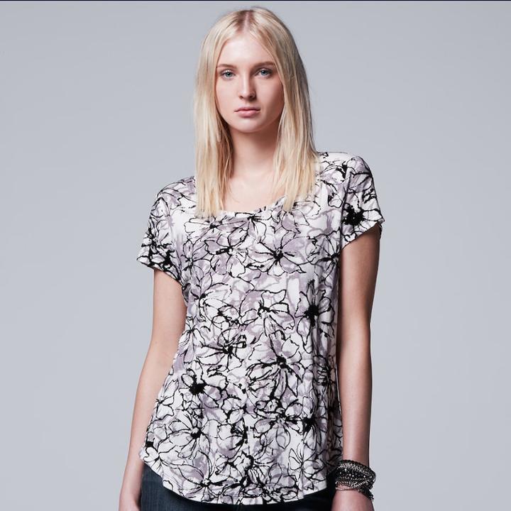 Women's Simply Vera Vera Wang Print Scoopneck Tee, Size: Xs, Oxford