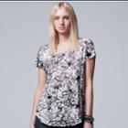 Women's Simply Vera Vera Wang Print Scoopneck Tee, Size: Xs, Oxford