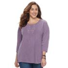 Plus Size Sonoma Goods For Life&trade; Embroidered Tee, Women's, Size: 4xl, Med Purple