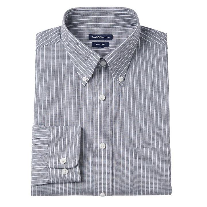 Big & Tall Croft & Barrow&reg; Solid Easy-care Button-down Collar Dress Shirt, Men's, Size: 19 38/9t, Black