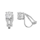Chaps Simulated Crystal Clip On Earrings, Women's, Silver