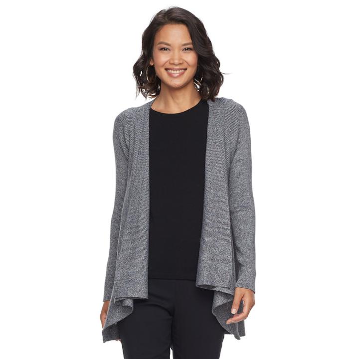 Women's Dana Buchman Open-front Ribbed Cardigan, Size: Small, Oxford