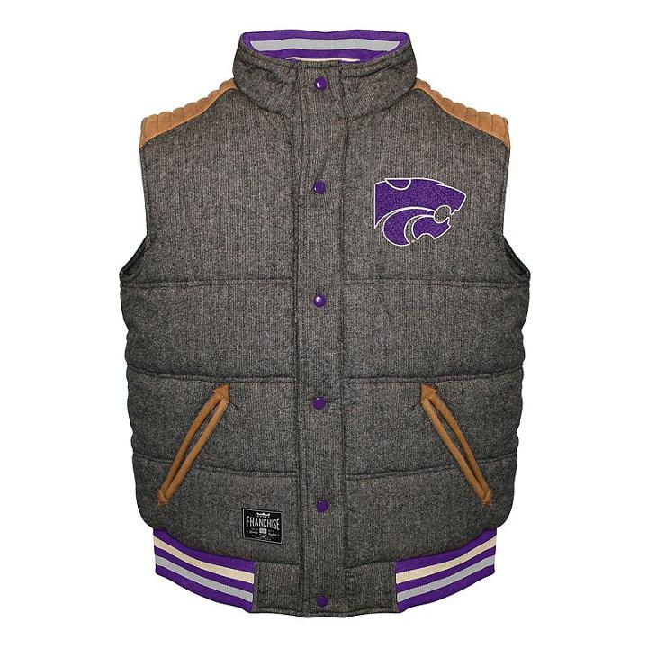 Men's Franchise Club Kansas State Wildcats Legacy Reversible Vest, Size: Xxl, Grey