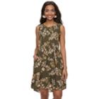Women's Sonoma Goods For Life&trade; Pintuck Challis Shift Dress, Size: Small, Dark Green