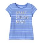 Girls 4-10 Jumping Beans&reg; Striped Graphic Tee, Girl's, Size: 7, Blue (navy)