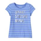 Girls 4-10 Jumping Beans&reg; Striped Graphic Tee, Girl's, Size: 7, Blue (navy)