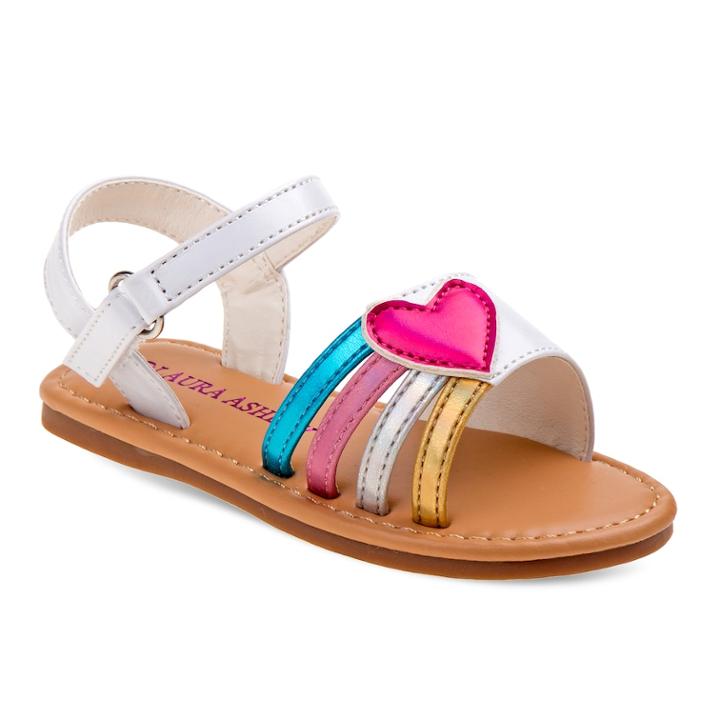 Laura Ashley Heart Toddler Girls' Sandals, Size: 6 T, White