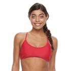 Mix And Match Solid Macrame Bralette Swim Top, Girl's, Size: Large, Red