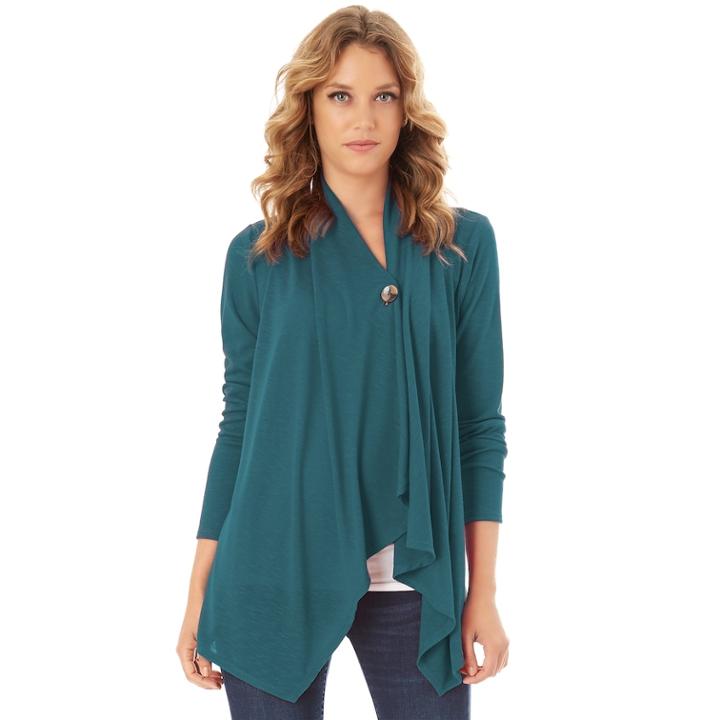 Women's Apt. 9&reg; Button Wrap Top, Size: Medium, Dark Green