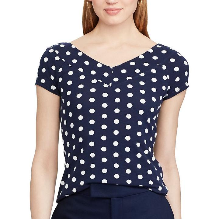 Women's Chaps V-neck Tee, Size: Large, Blue