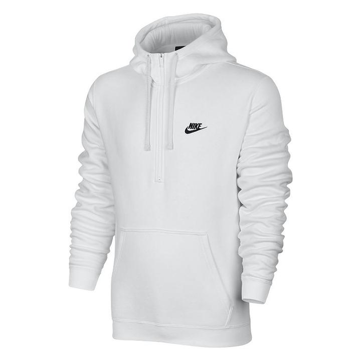 Men's Nike Club Half-zip Fleece Hoodie, Size: Small, White