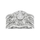 10k White Gold 1 1/2 Carat T.w. Diamond Halo Engagement Ring, Women's, Size: 7