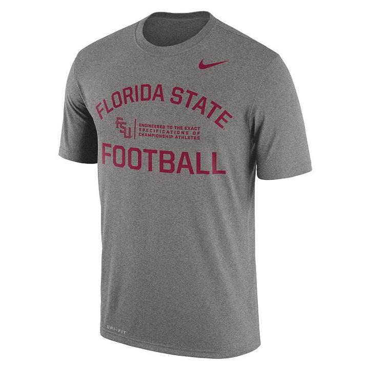 Men's Nike Florida State Seminoles Dri-fit Legend Lift Tee, Size: Medium, Med Grey