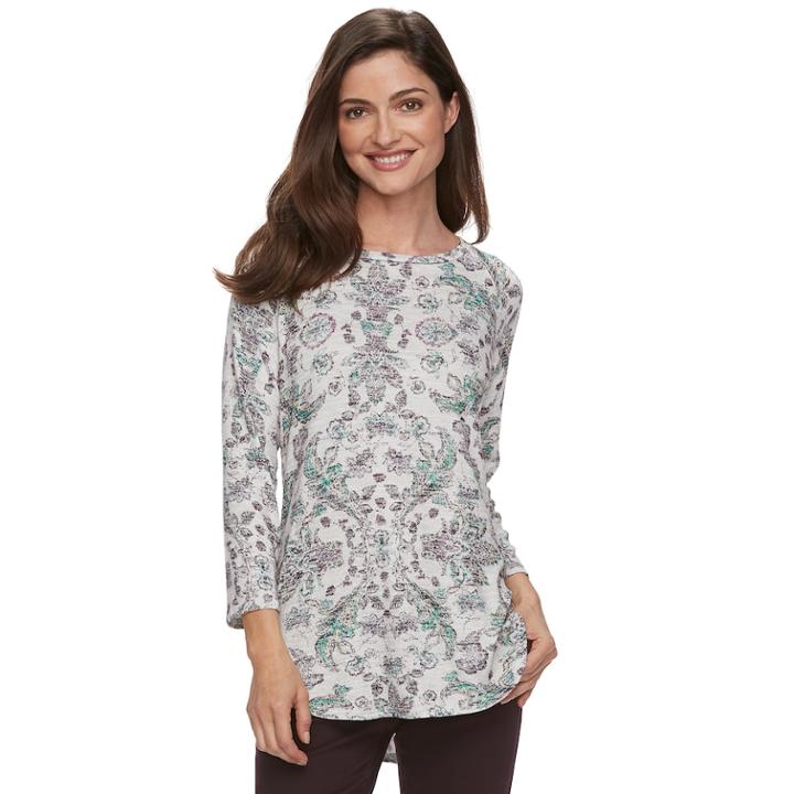 Petite Sonoma Goods For Life&trade; Raglan Crewneck Tunic, Women's, Size: S Petite, Dark Grey