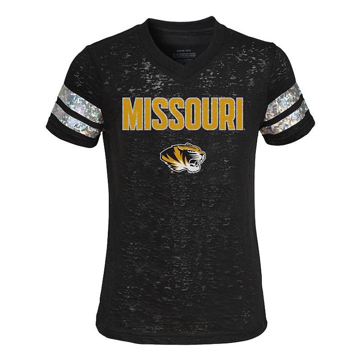 Girls 4-6x Missouri Tigers Opal Burnout Tee, Girl's, Size: M(5/6), Black