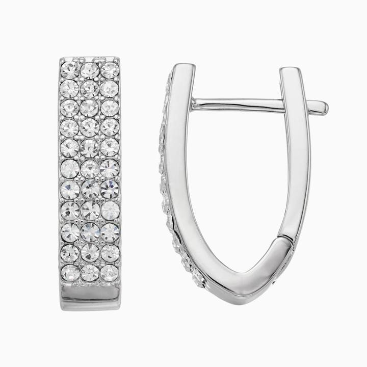 Chrystina Crystal Hinged Hoop Earrings, Women's, White