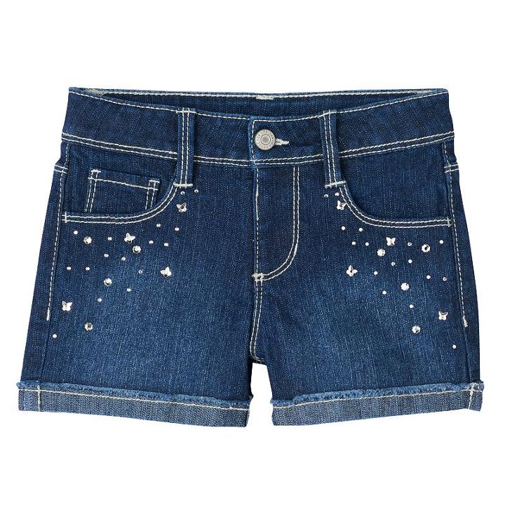 Girls 4-8 Sonoma Goods For Life&trade; Rhinestone Denim Shorts, Girl's, Size: 7, Blue Other