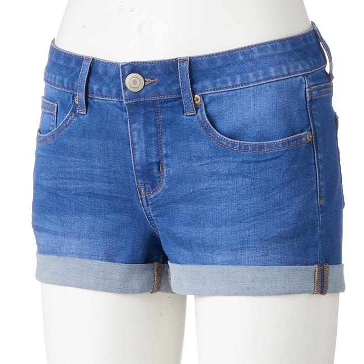 Juniors' So&reg; Rolled Denim Shortie Shorts, Girl's, Size: 11, Blue