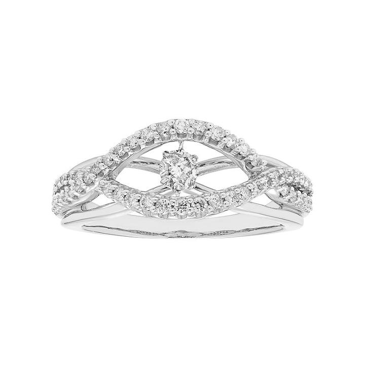 14k White Gold 1/2 Carat T.w. Diamond Twist Ring, Women's, Size: 7.50