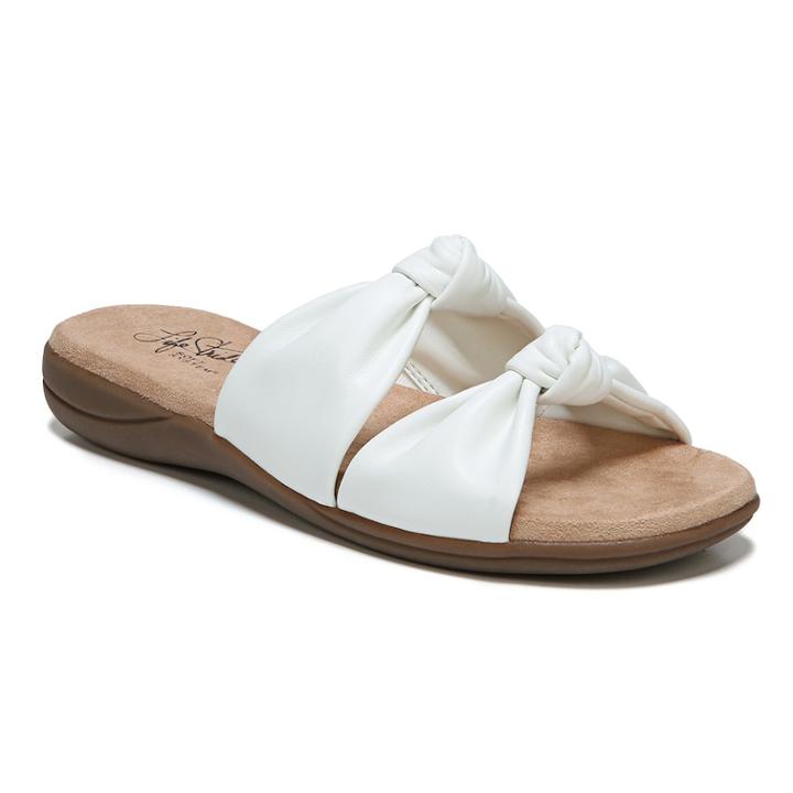 Lifestride Eden Women's Knot Slide Sandals, Size: Medium (9.5), White