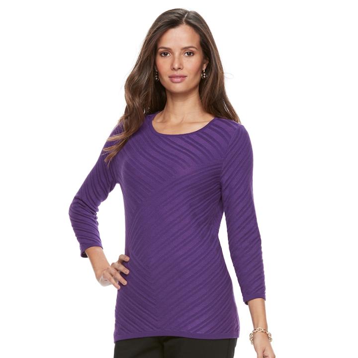 Women's Dana Buchman Diagonal Stripe Sweater, Size: Xl, Med Purple