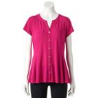 Women's Dana Buchman Printed Peplum Shirt, Size: Large, Pink