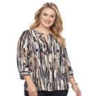 Plus Size Dana Buchman Printed Top, Women's, Size: 0x, Beig/green (beig/khaki)