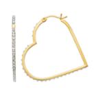 Diamond Mystique 18k Gold Over Silver Diamond Accent Heart Hoop Earrings, Women's, White
