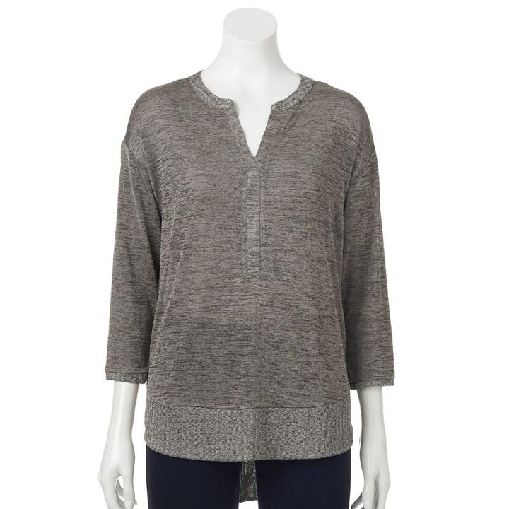 Women's Dana Buchman Marled Splitneck Sweater, Size: Small, Grey