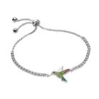Silver Tone Cubic Zirconia & Crystal Hummingbird Bolo Bracelet, Women's, Multicolor