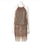 Women's Expo Chain Mesh Blouson Dress, Size: 6, Gold